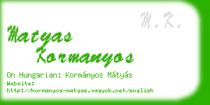 matyas kormanyos business card